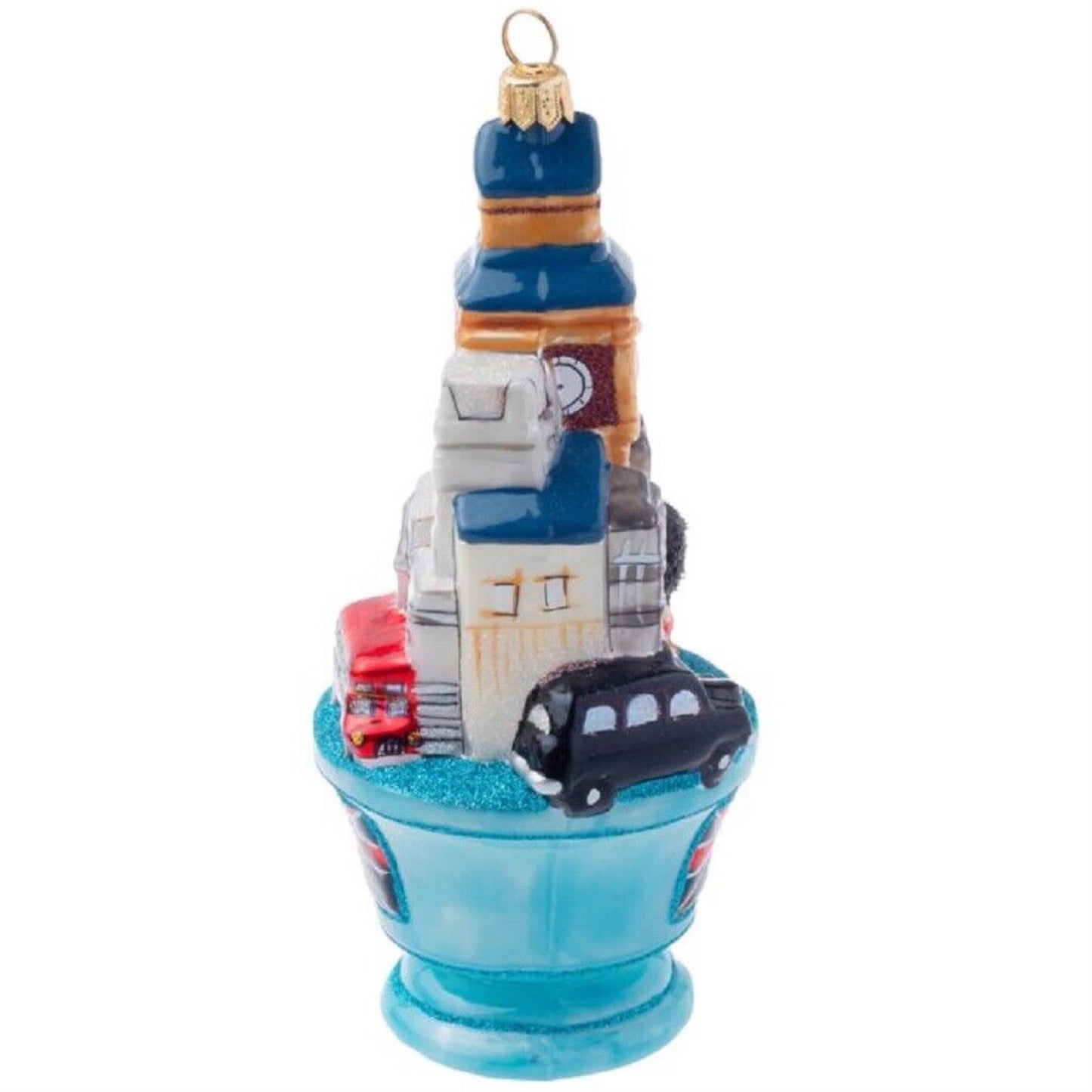 Joy To The World London Tea Cup Polish Glass Chrismtas Tree Ornament