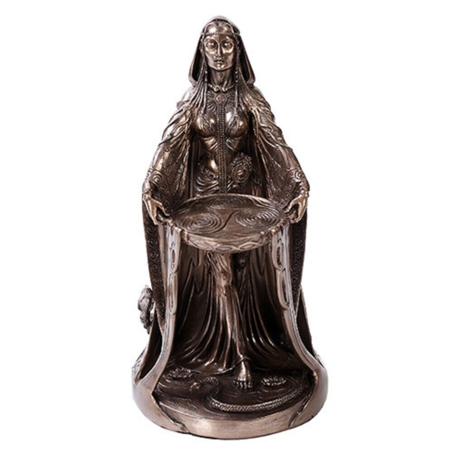 Celtic Goddess Danu Home Decor Statue Made of Polyresin In Bronze Patina 9 inch