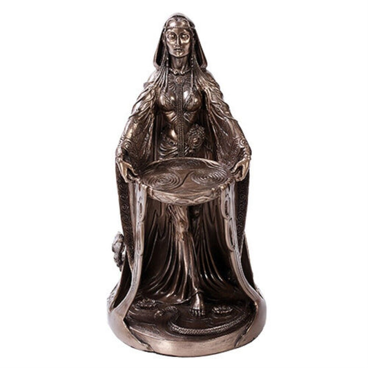 Celtic Goddess Danu Home Decor Statue Made of Polyresin In Bronze Patina 9 inch