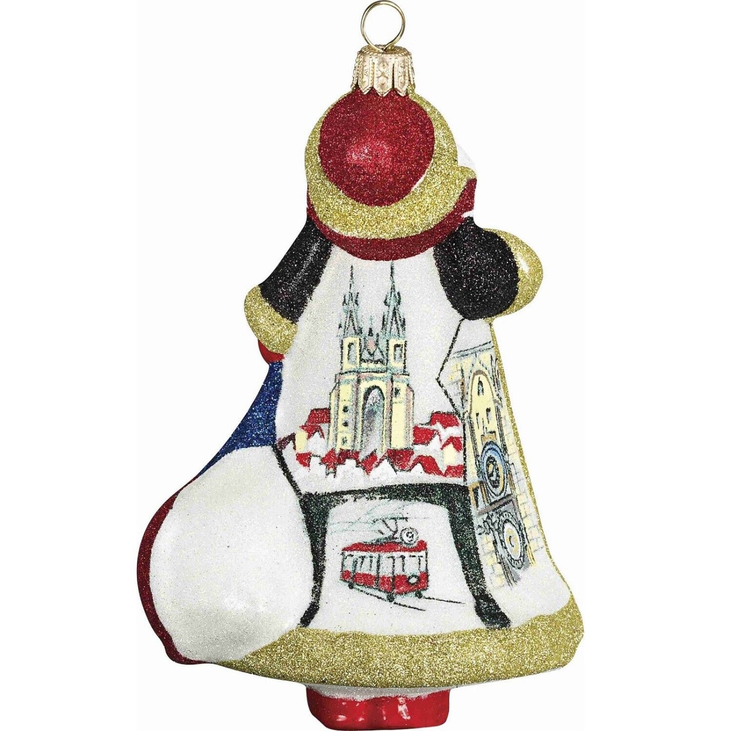 Joy to the World Glitterazzi Prague Czech Republic Santa Polish Glass Christmas Tree Ornament