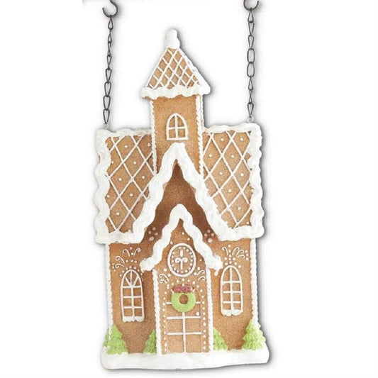 K&K Interiors Frosted Gingerbread House Christmas Arrow Replacement Sign 13 inch - Arrow Sold Separately