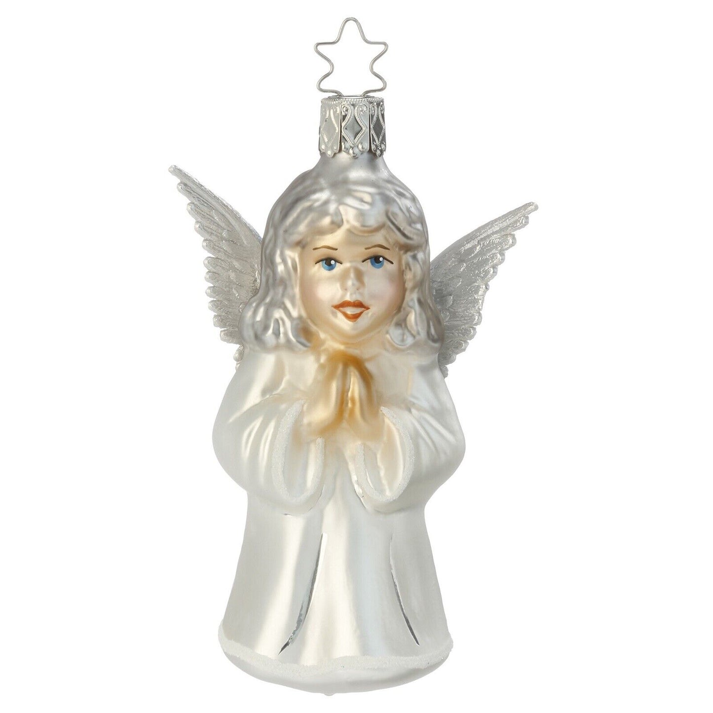 Inge Glas Faithful One Praying Angel German Glass Christmas Ornament FREE BOX