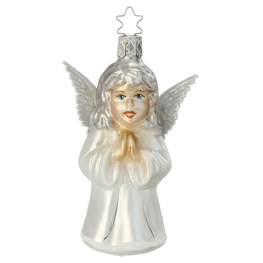 Inge Glas Faithful One Praying Angel German Glass Christmas Ornament FREE BOX