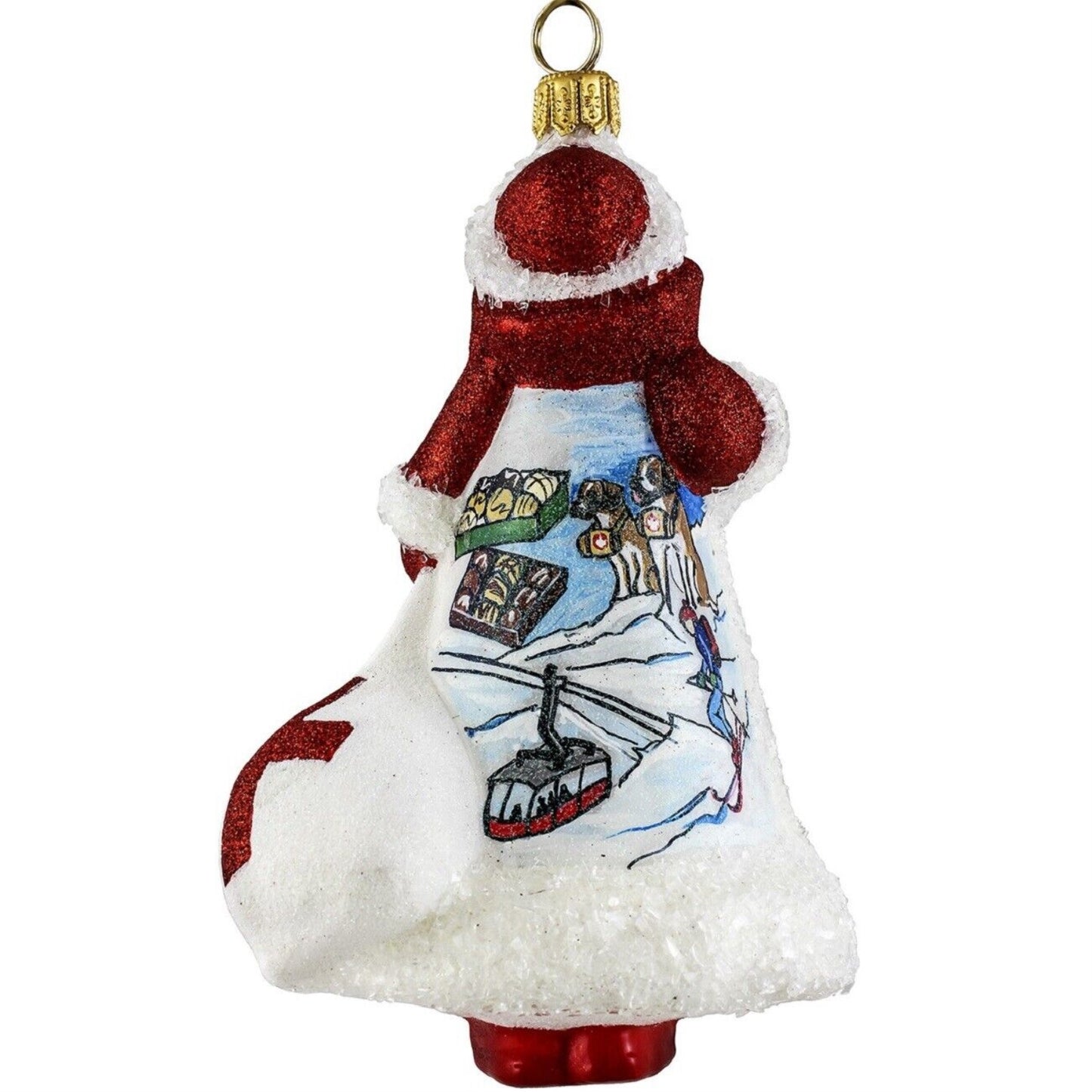 Joy to the World Glitterazzi Switzerland Swiss Santa Polish Glass Christmas Ornament Decoration