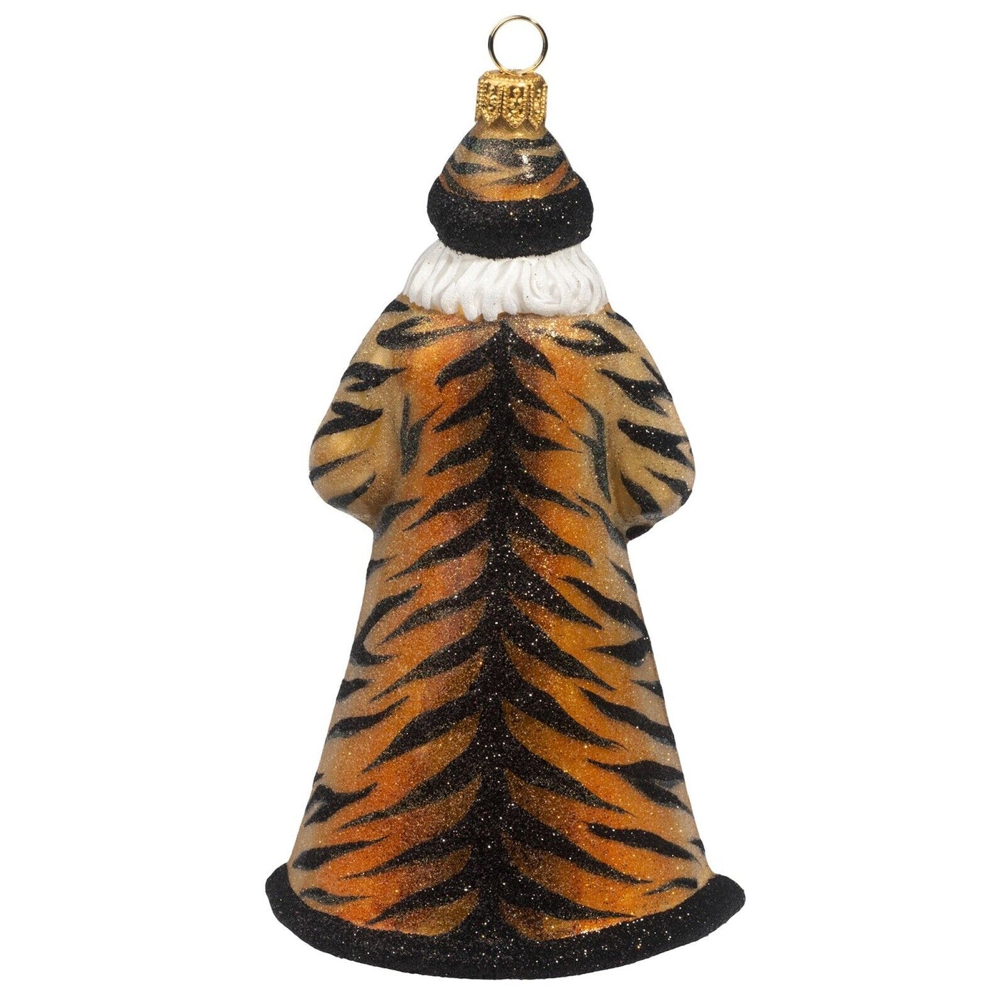 Joy to the World Glitterazzi Tigress Santa Polish Glass Christmas Ornament