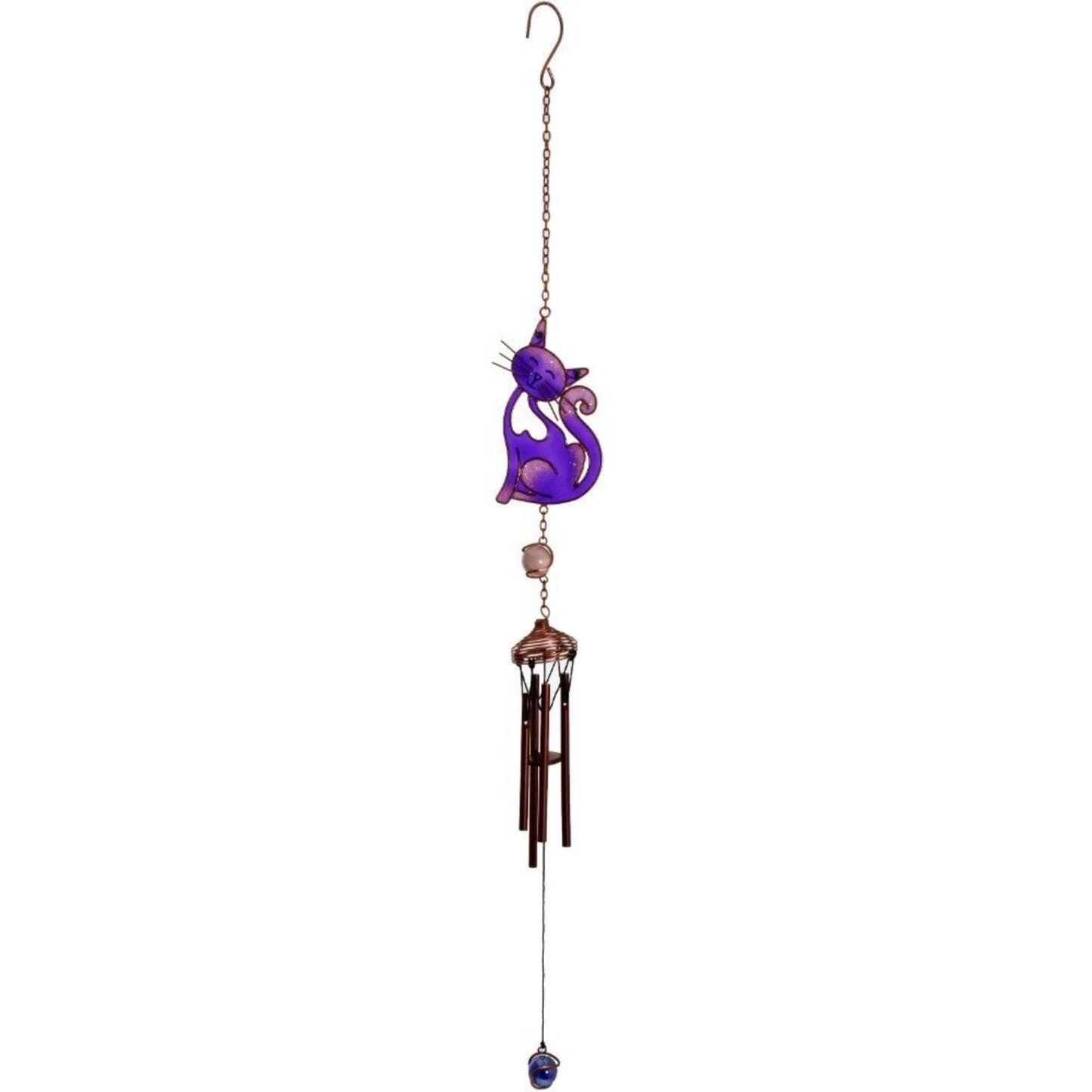 Purple Slinky Cat Metal Windchime Outdoor Garden Wind Chime 17.75 Inch