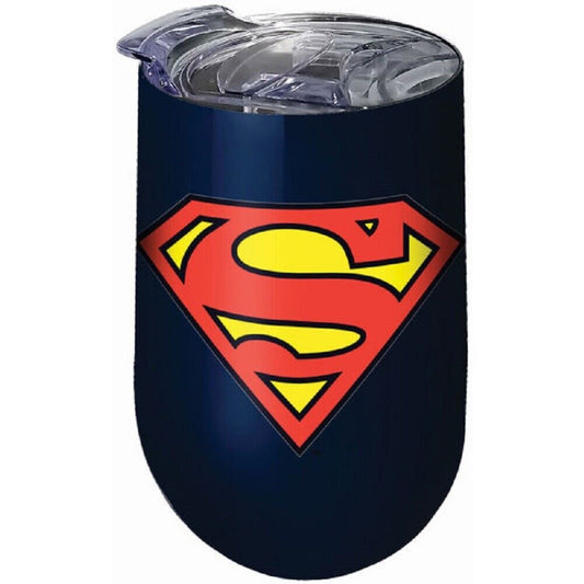 DC Comics Superman Logo Stainless Steel Double Wall Insulated Wine Tumbler 16 ounce