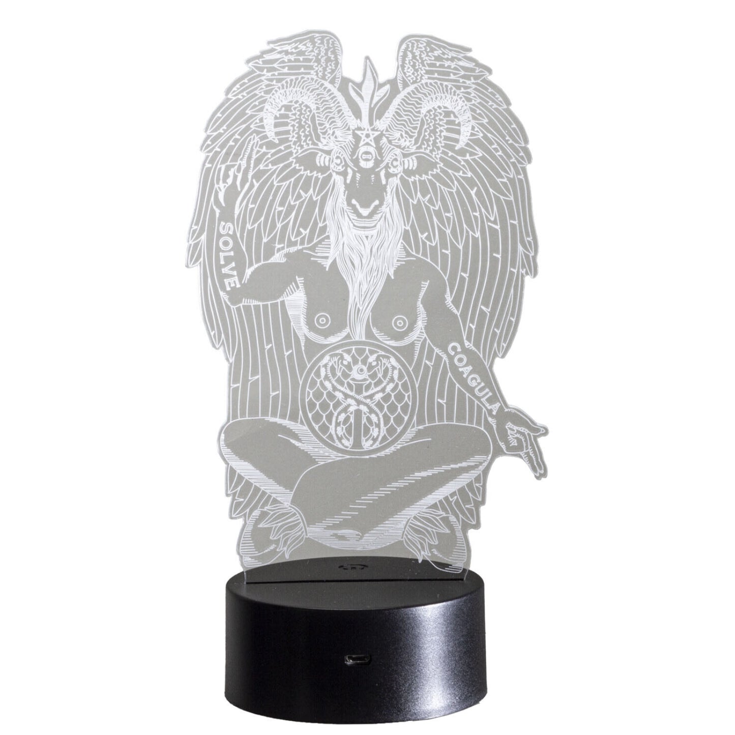 LED Light 3D Goat Winged Baphomet Solve Coagula Decorative Sign Home Decor