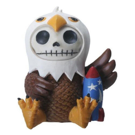 Furrybone Baldie Skeleton in Bald Eagle Costume with Firework Figurine 2.75 inch