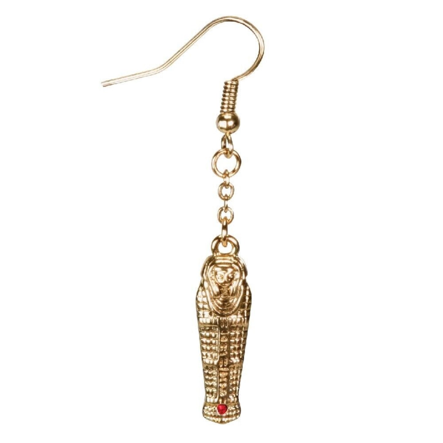 1 Inch Sarcophagus Pharaoh's Coffin Fish Hook Earrings, Gold Colored