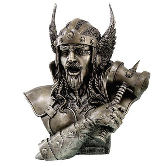 Thor Armored God with Winged Helmet Bust Statue Figurine 11 inch