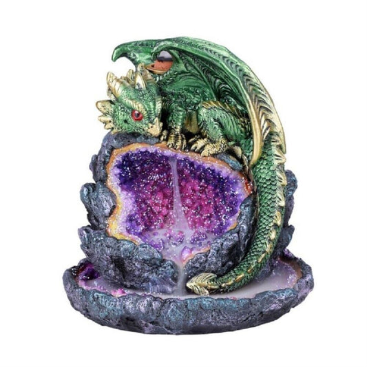 Green Dragon Back Flow Incense Burner with LED Light Up Decoration 5.5 inch