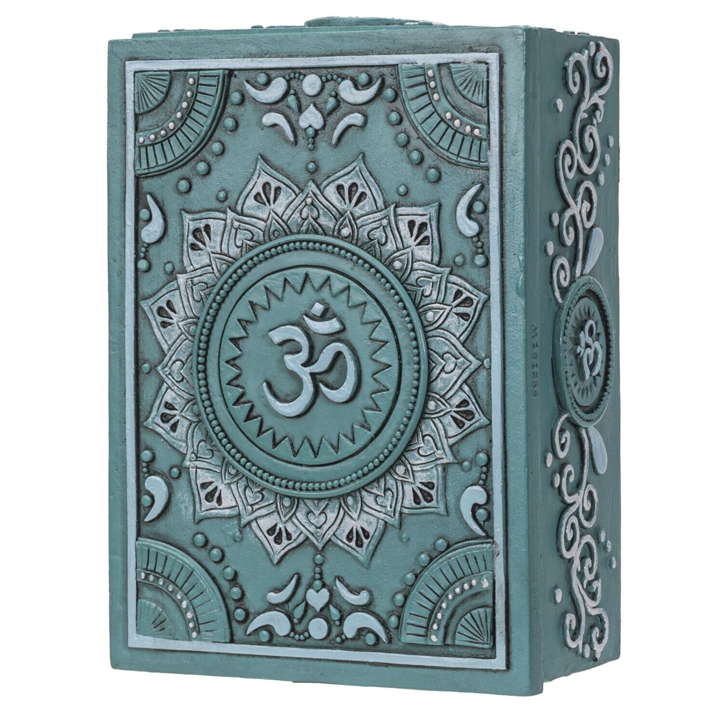 Mandala and Ohm Symbol Sculptural Jewelry Trinket Keepsake Tarot Box