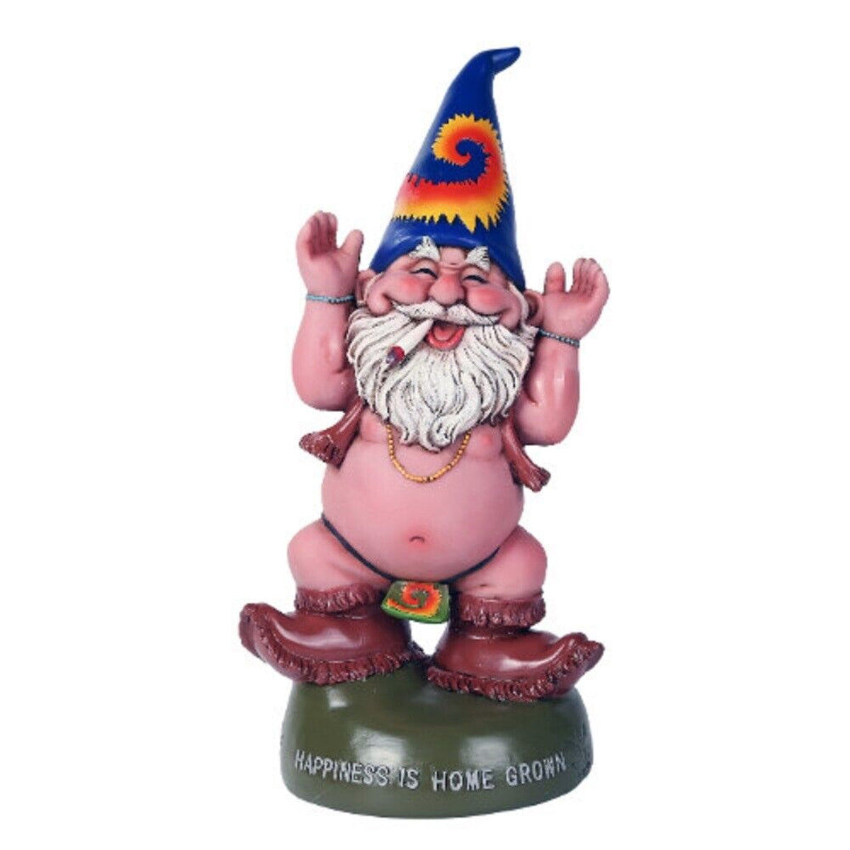 Free Spirited Smoking Happiness is Home Grown Garden Gnome Statue 10 inch
