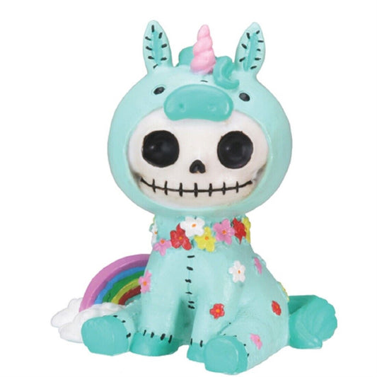 Furrybones Unie Skeleton in Unicorn Costume with Rainbow Halloween Figurine