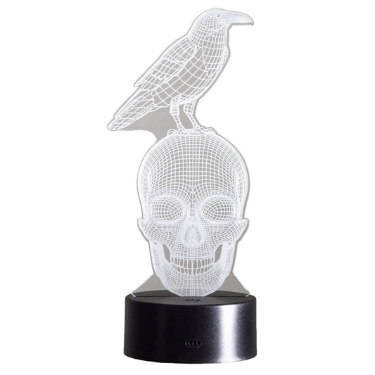 LED Light 3D Raven on Skull Decorative Sign Home Decor