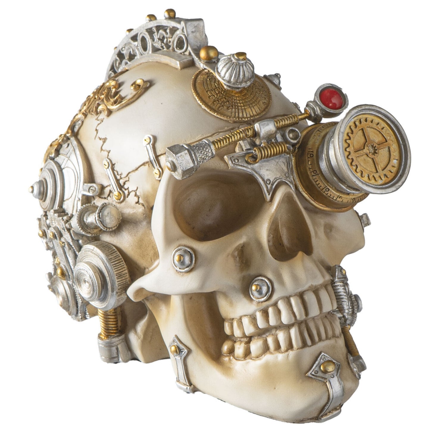 Erasmus Darwin's Steampunk Cerebrum Human Skull Figurine 8.9 x 6.1 inch