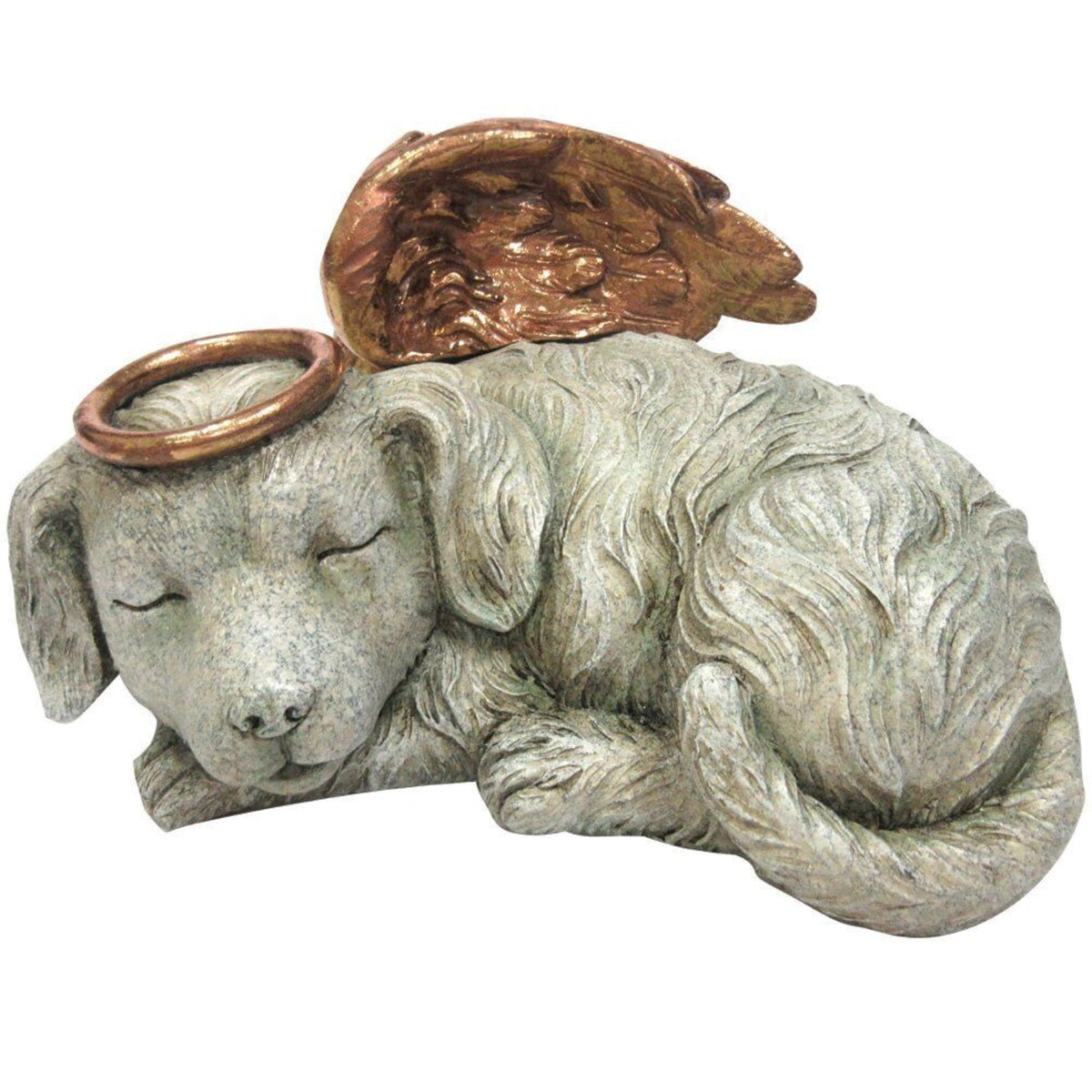 Pet Memorial Angel Dog Sleeping Cremation Urn Memorial Statue Bottom Load 30 Cubic Inch Capcity