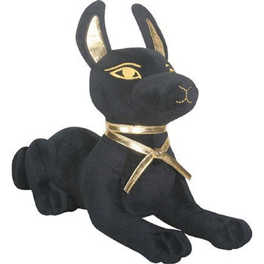 Egyptian God of the Afterlife Anubis Laying Down Jackal Dog Plush Stuffed Animal 11.75 x 9 inch
