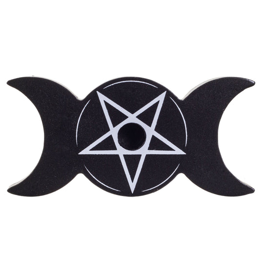 Triple Moon Spell Witchcraft Wicca MDF Candle Holder 4.3 x 2.2 inch