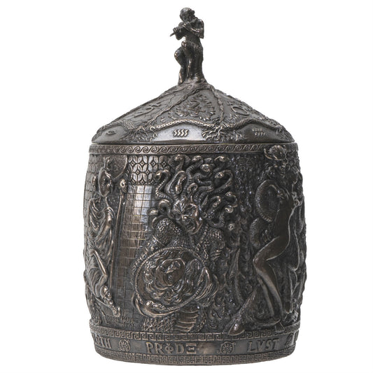 Greek Mythology Pandora's Box Bronze Color Resin Figurine Home Decor 8 inch