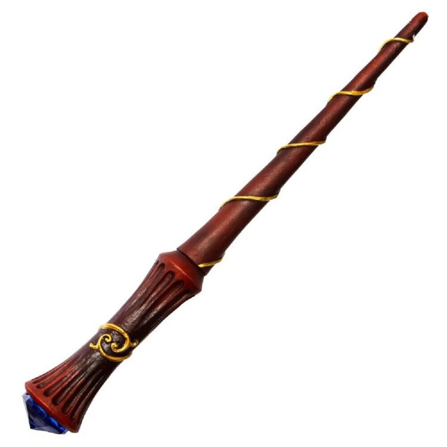 Witches Wizards Faux Wood Fantasy Cosplay Blue Rhinestone Gem Magic Wand Prop 9.5 inch