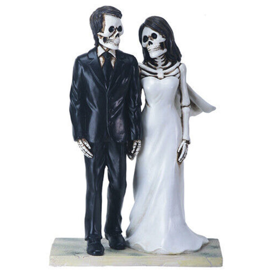Just Married Skeleton Wedding Couple Day of the Dead Dia de los Muertos Figurine 6.5 inch
