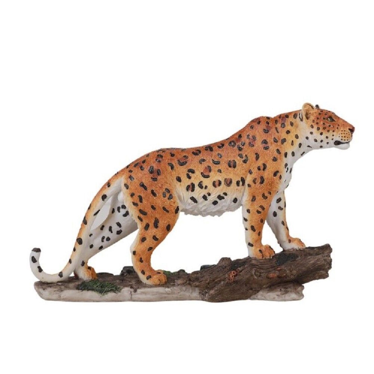 Wild Animal Kingdom Leopard Walking On Forest Trail Statue Giant Cat Figurine 11.25 x 5.25 inch