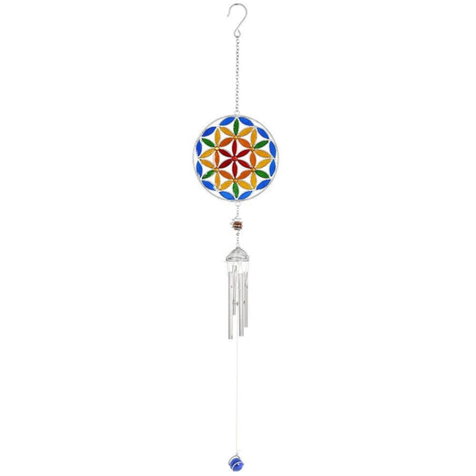 Flower of Life Metal Windchime Outdoor Garden Wind Chime 29.5 Inch