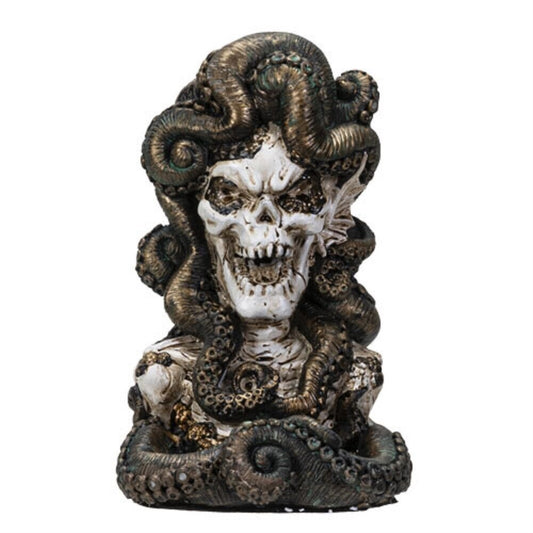 Octopus Witch Monster Skull Resin Backflow Cone Incense Burner 5.5 inch
