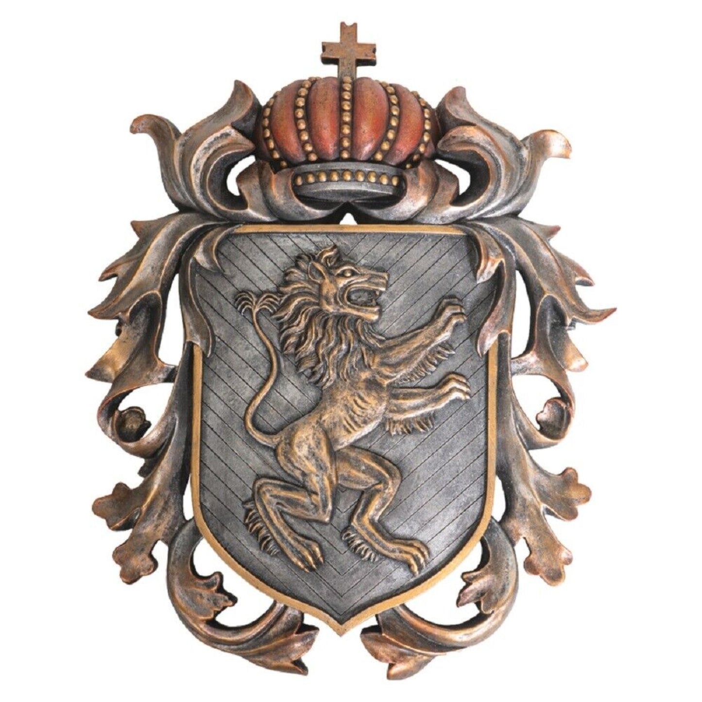 Heraldic Lion Crest Shield Wall Plaque Decoration 14 x 18 inch