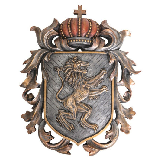 Heraldic Lion Crest Shield Wall Plaque Decoration 14 x 18 inch