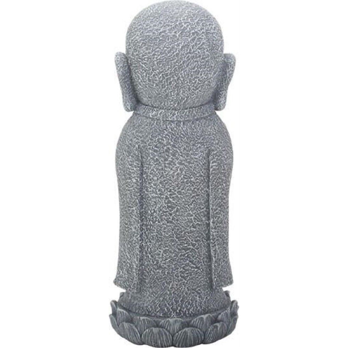 Standing Jizo Monk on Lotus Figurine Buddhism Ksitigarbha Japanese Bodhisattva 9.75 inch