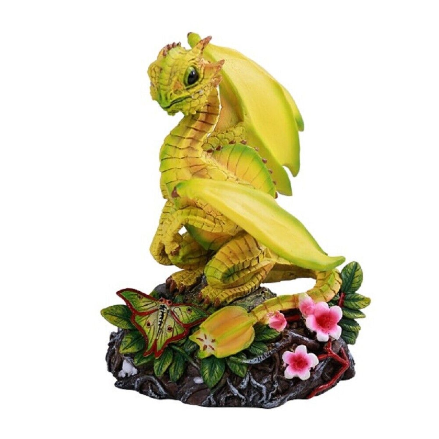 Fantasy Green Thumb Yellow Starfruit Dragon Statue Figurine 5 inch by Stanley Morrison