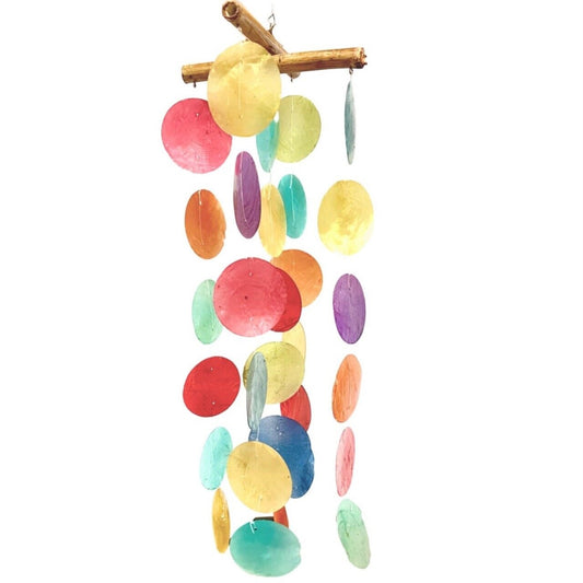 Bamboo Source Multicolored Wood and Capiz Mobile Outdoor Garden Wind Chime 24 inch