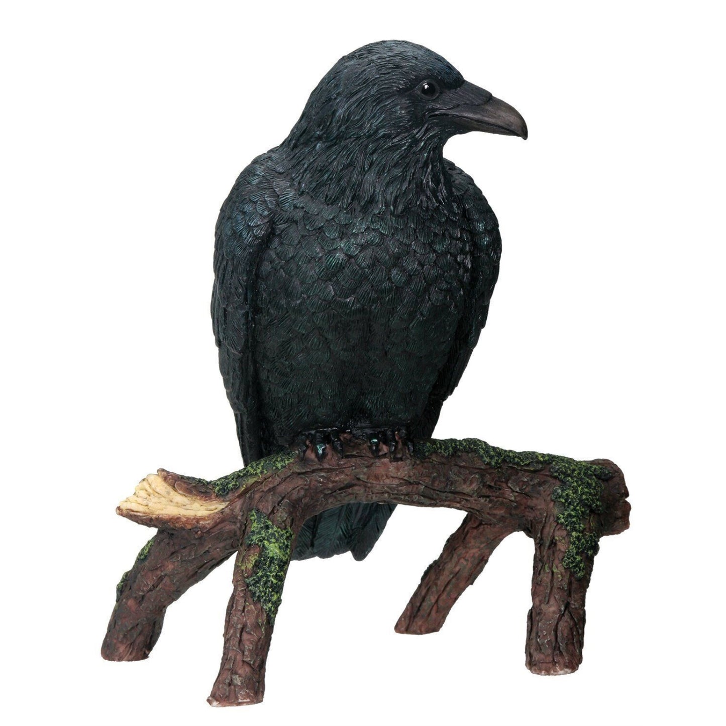 Black Raven Bird on Tree Branch Figurine Crow Gothic Decoration 5.75 inch