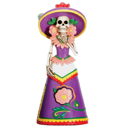 Day of The Dead Skeleton Lady Rosa with Purple Gown Figurine 5.25 inch