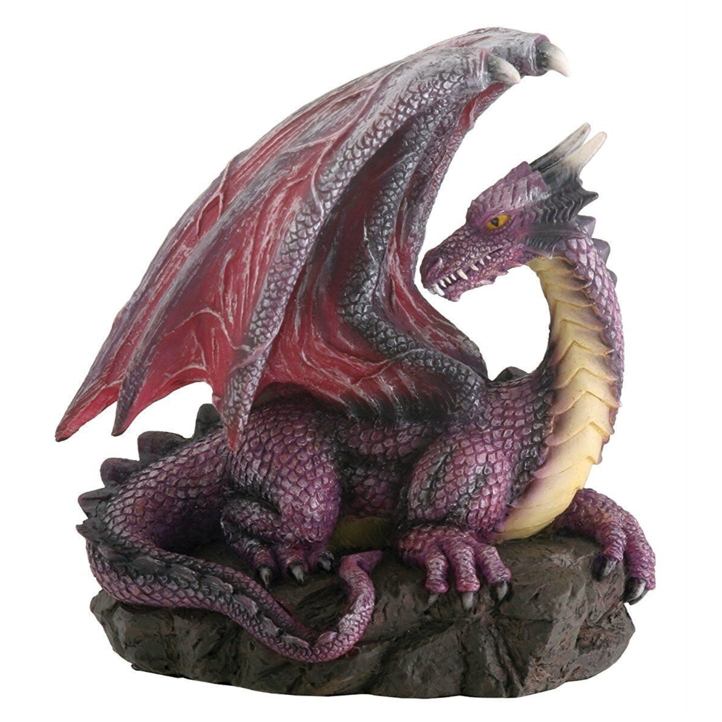 Purple Dragon On Rock Fantasy Figurine Statue 3.5 inch