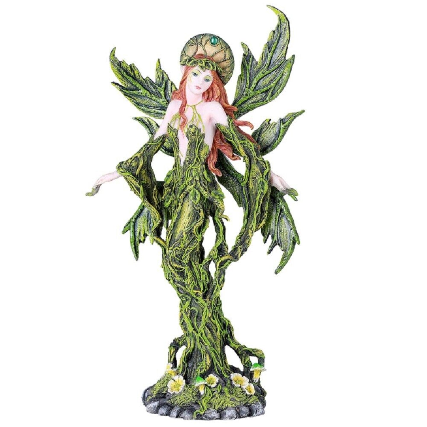 Elemental Earth Gaia Forest Green Fairy Statue Decorative Figurine 12.25 inch Tall