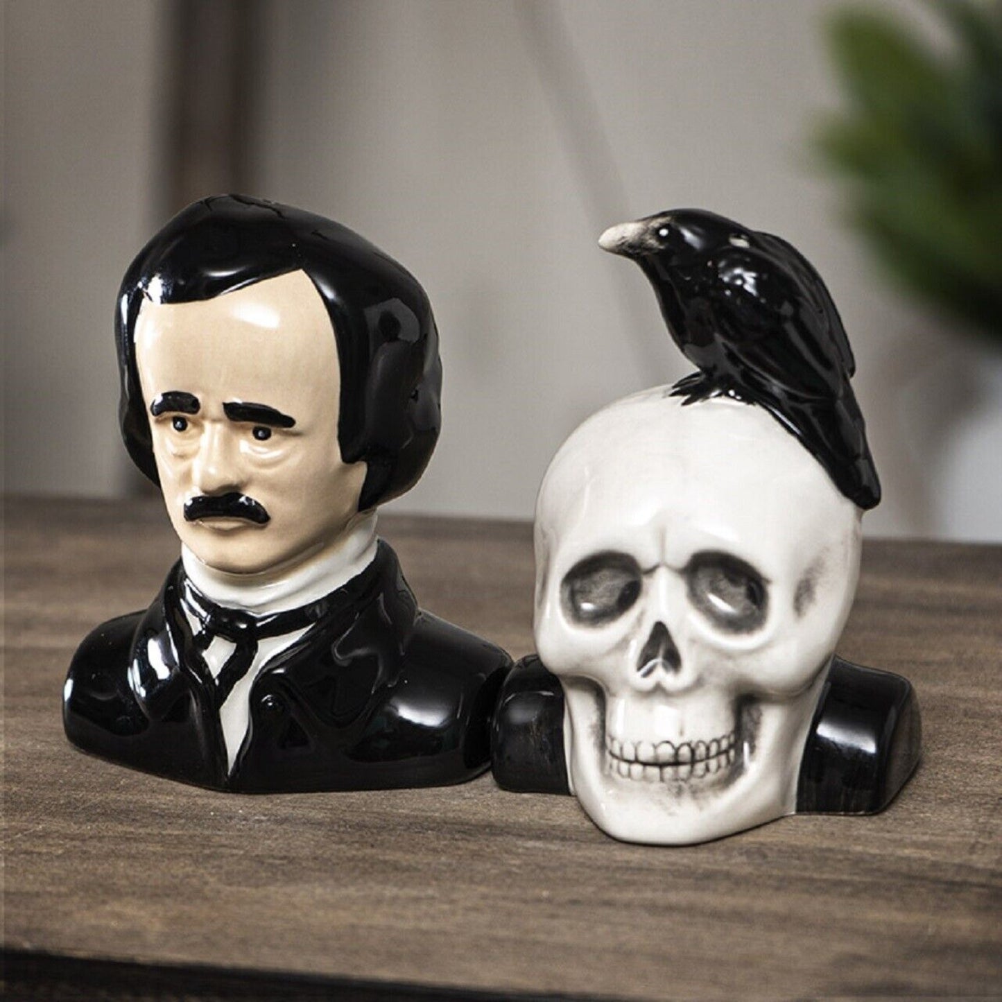 Pacific Trading Edgar Allen Poe Salt and Pepper Shaker Set 3 Inch