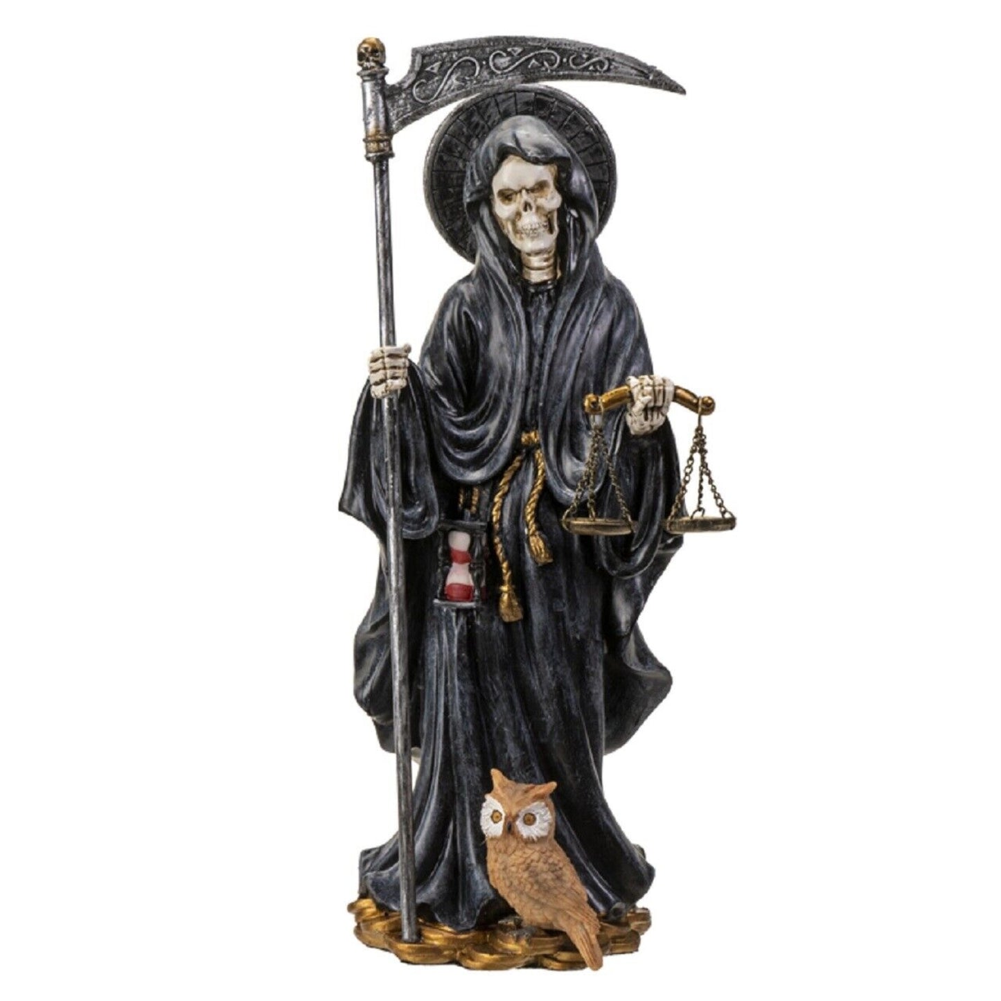 Santa Muerte Black Gown Figurine Death 10 Inch