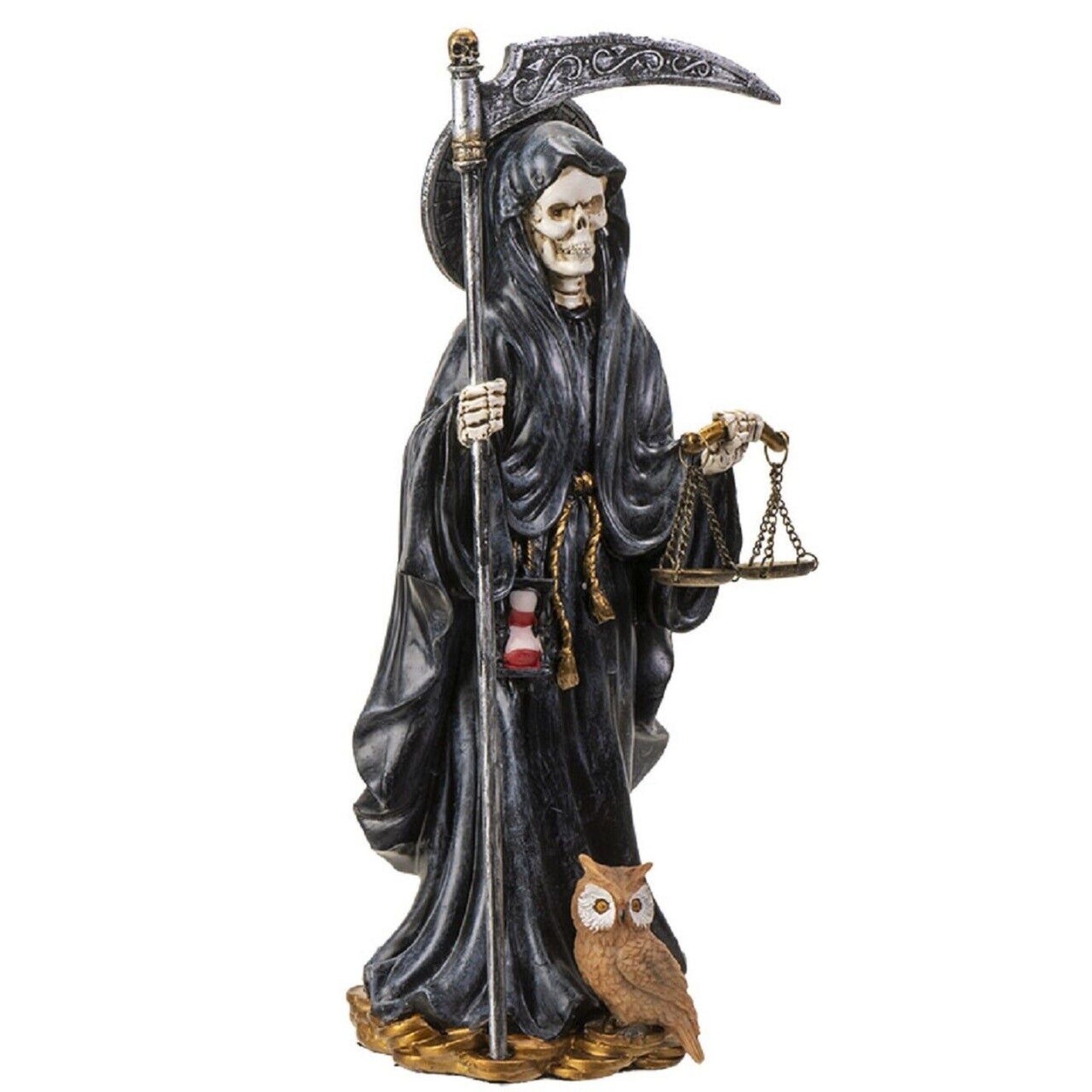 Santa Muerte Black Gown Figurine Death 10 Inch