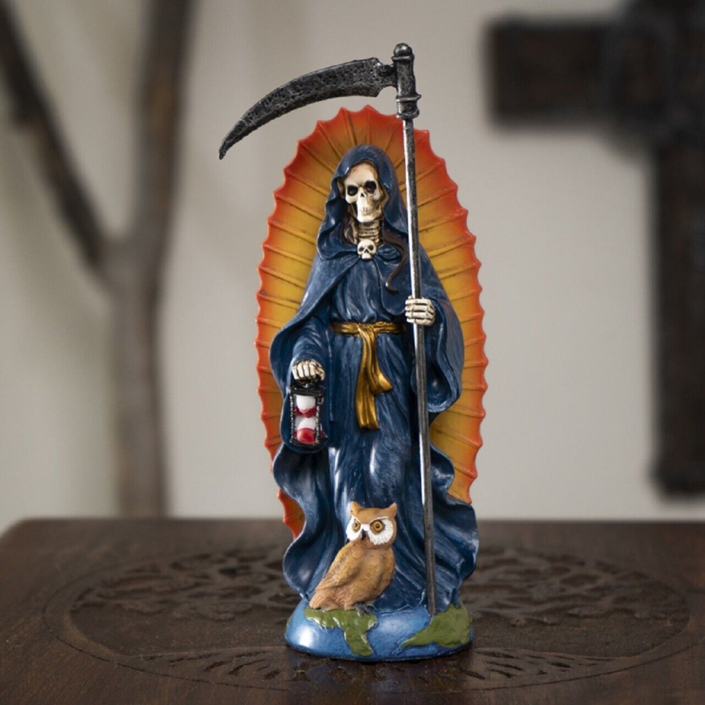 Santa Muerte Blue Gown Figurine Death 7 Inch