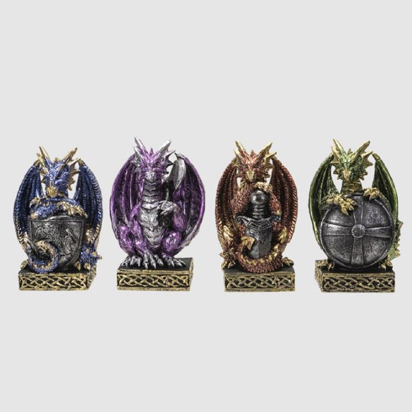 Multicolor Dragon Fantasy Figurine 4 Piece Set 4 Inches Tall