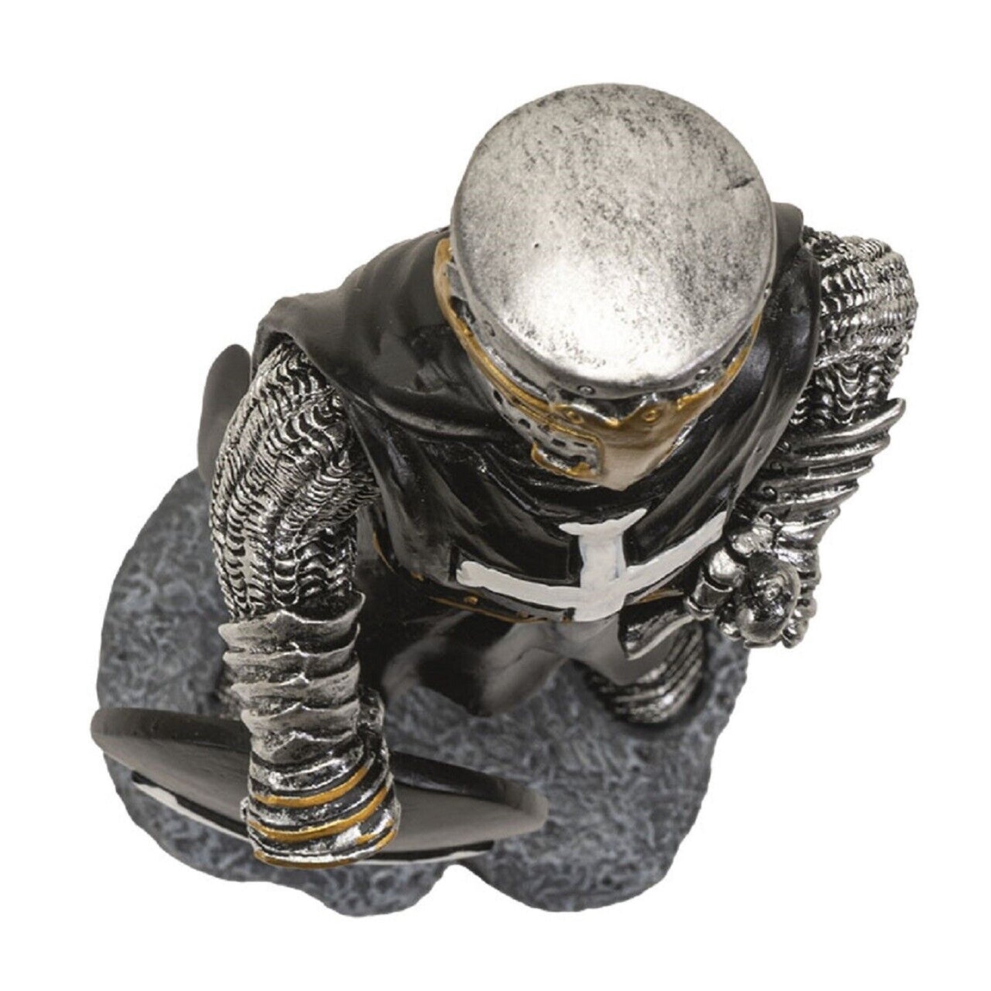 Crusader Knight with Shield Figurine 8 Inch Black