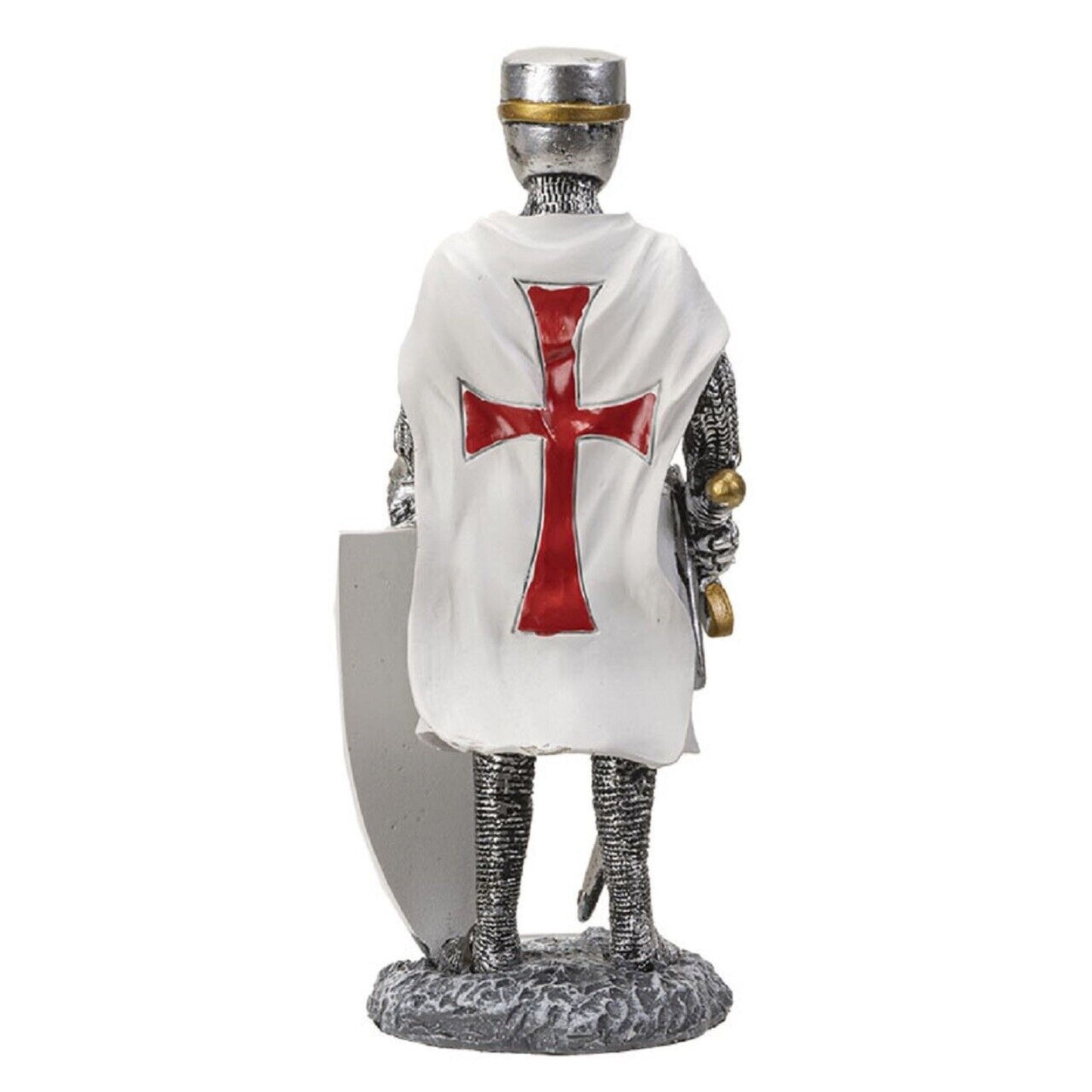 Crusader Knight with Shield Figurine 8 Inch Multicolor