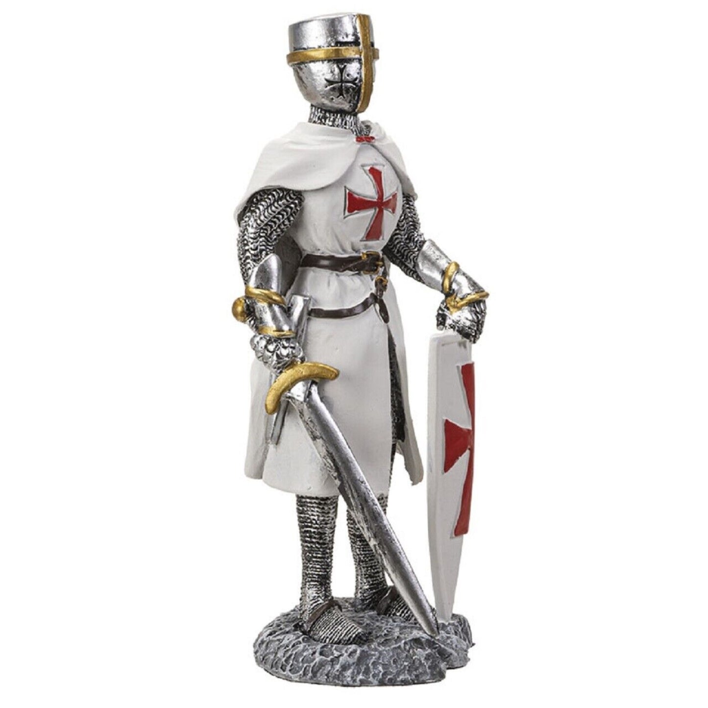 Crusader Knight with Shield Figurine 8 Inch Multicolor