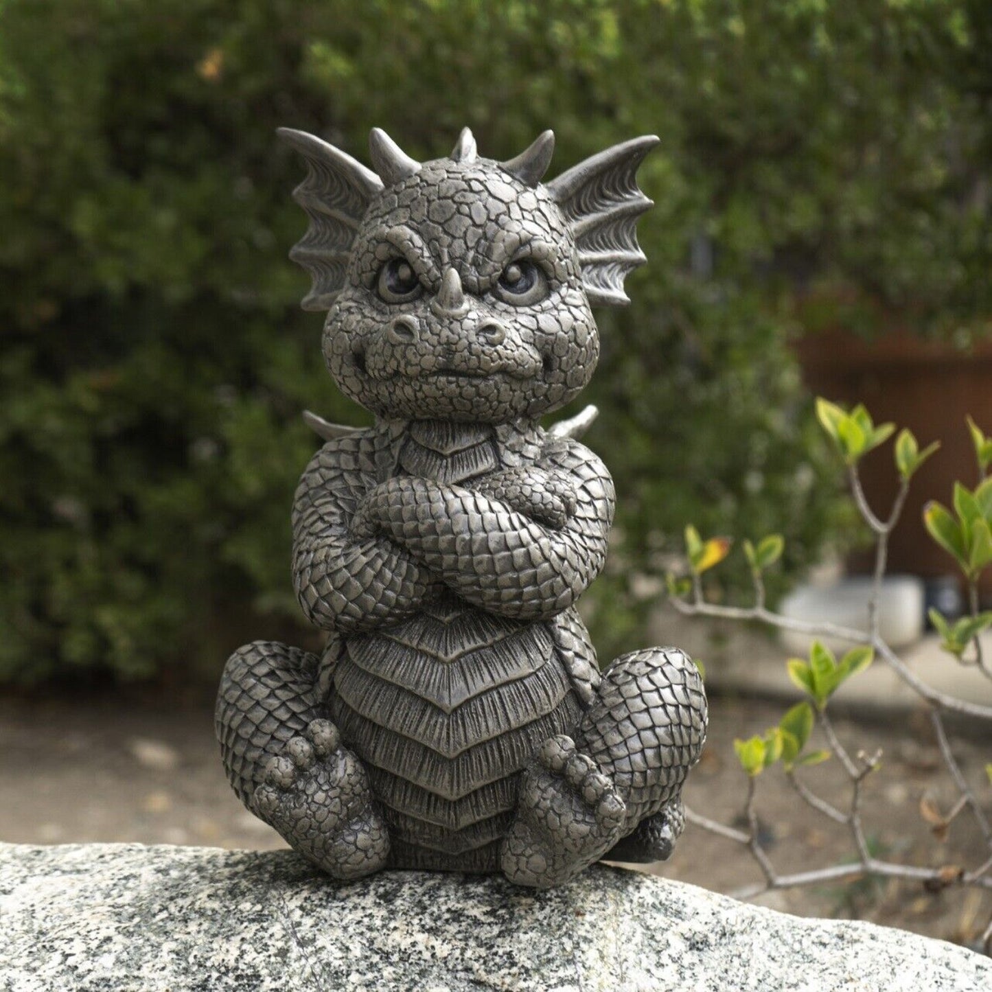 Angry Garden Dragon Resin Outdoor Statue Decoration 10.25 inch Height
