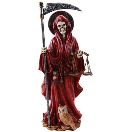 Red Santa Muerte Saint of Holy Death Standing Religious Statue 10 Inch
