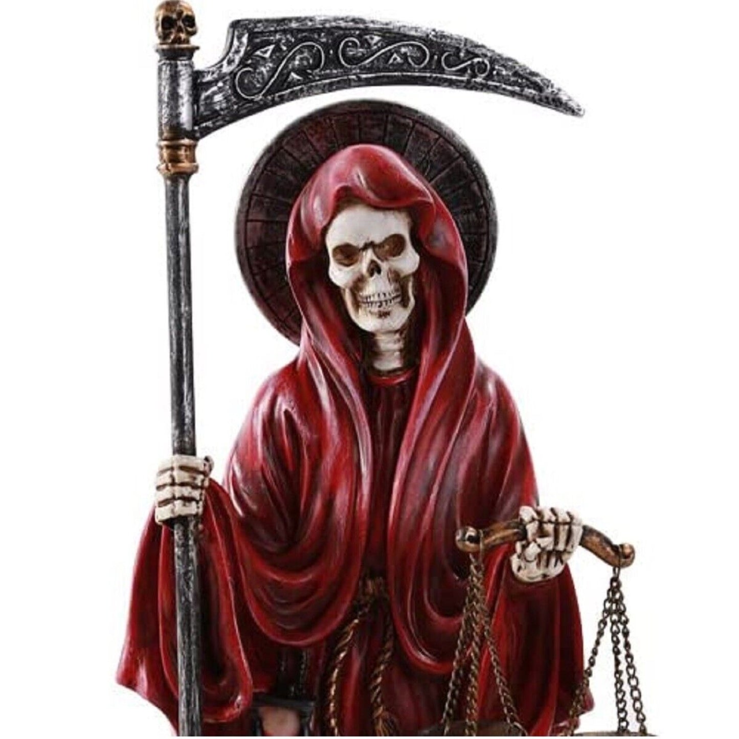 Red Santa Muerte Saint of Holy Death Standing Religious Statue 10 Inch